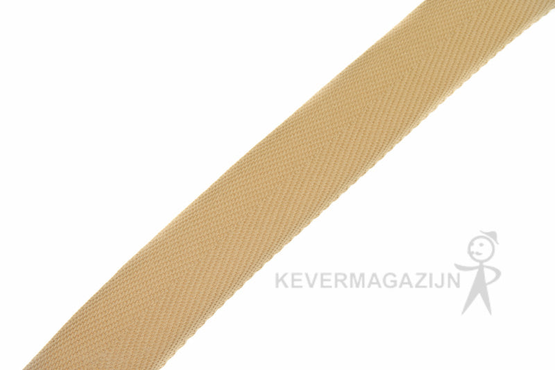Tapijtband - afbiesband beige voor afwerking van tapijt, per rol 100 meter.