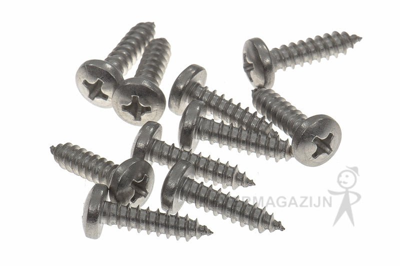 Plaatschroef met bolkop, 10 stuks.